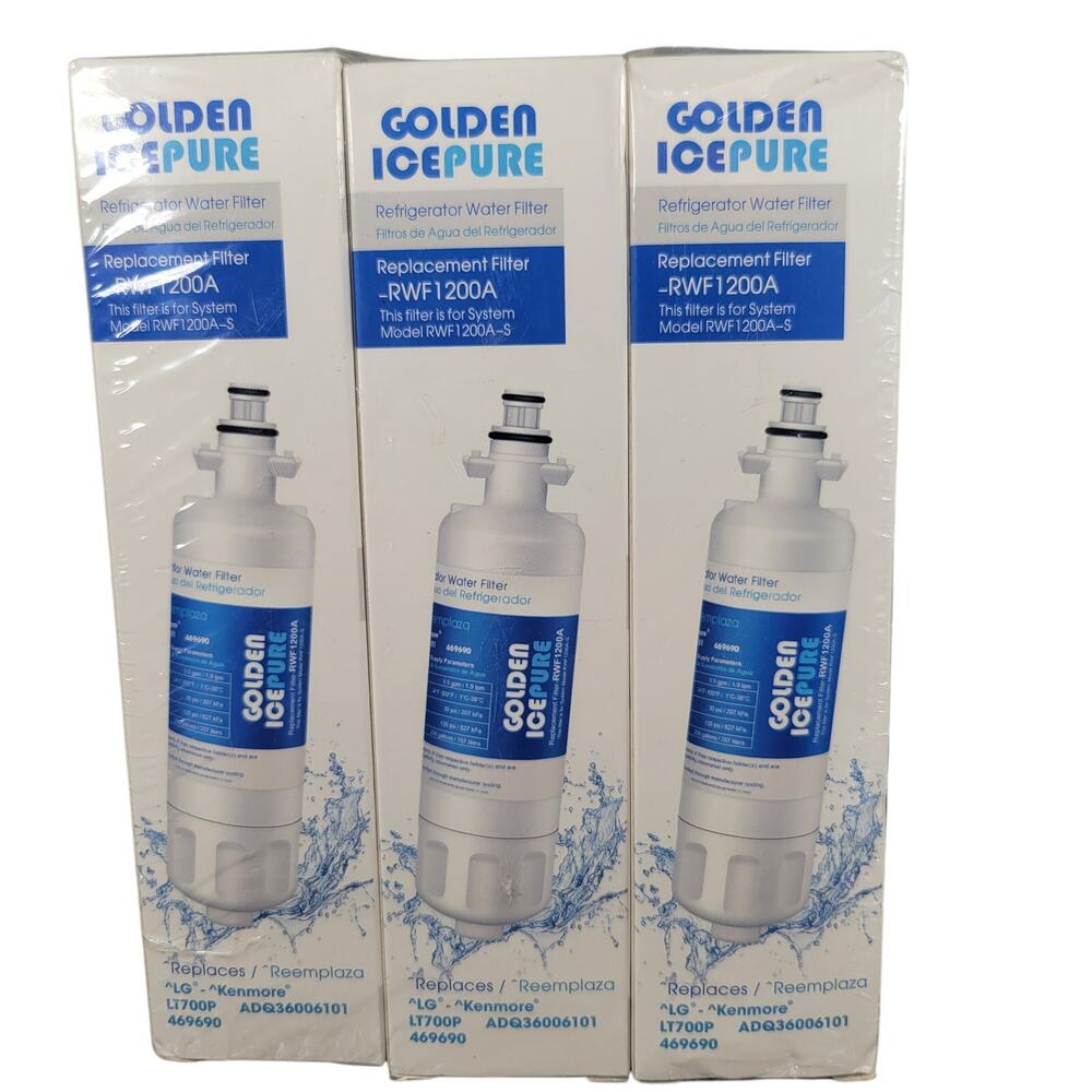 Golden Icepure Refrigerator Water Filter RWF1200A 3-Pack Fits LG Kenmore